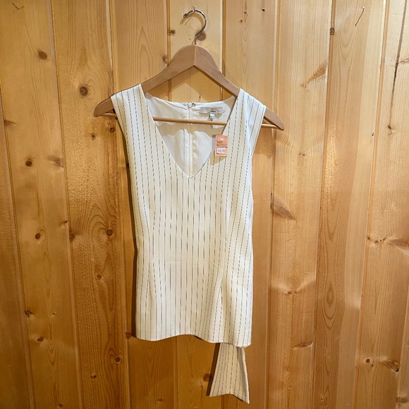 Jenn White Stripped Tank with Tie on Back - Picture 1 of 3
